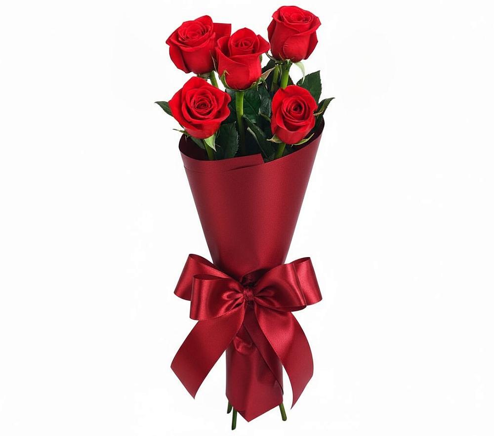 Букет 5 Красных роз Эдлесс Лав в им 9 Января