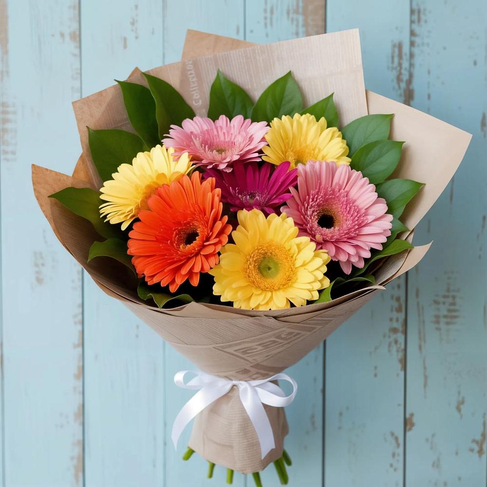 Букет цветов из: Герберы в им 9 Января