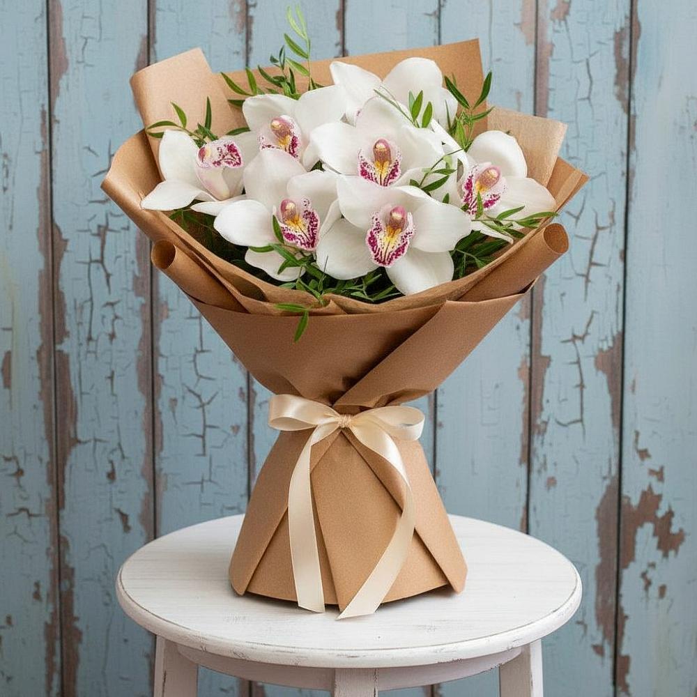 Букет цветов из: Орхидеи и Розы в им 9 Января