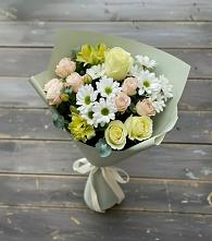 Букет цветов из:  Альстромерии, Розы и Хризантемы в им 9 Января