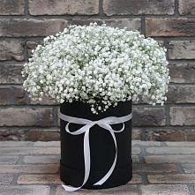 Цветочная композиция из Гипсофила в шляпной коробке в им 9 Января